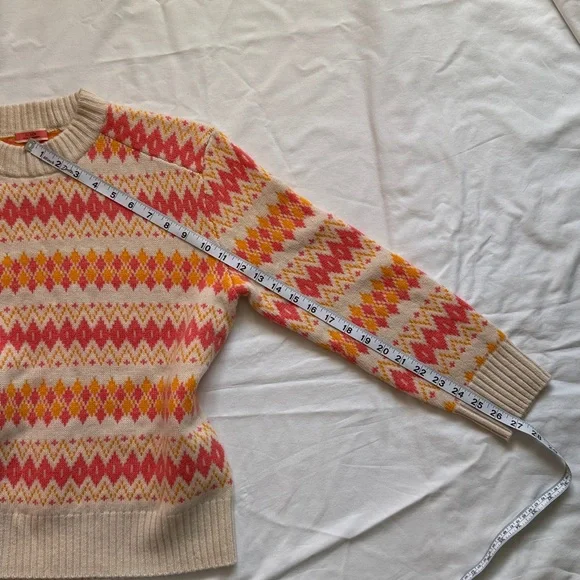 J. Crew 100% Cashmere Women's Sweater - Pink, Yellow, Cream Geometric Design - Picture 12 of 12